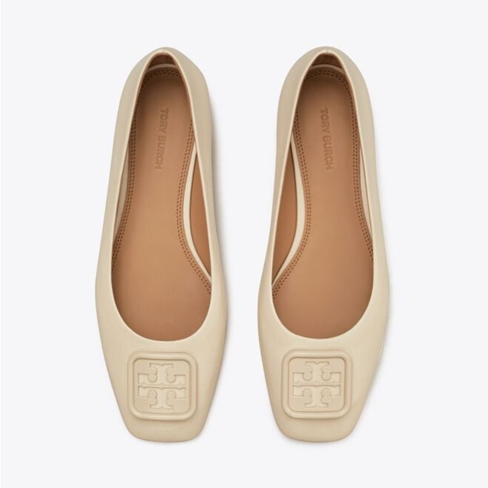 ⭐️ NEW ⭐️ Tory Burch Georgia Brie Wrinkle Leather Ballet Flats 8m